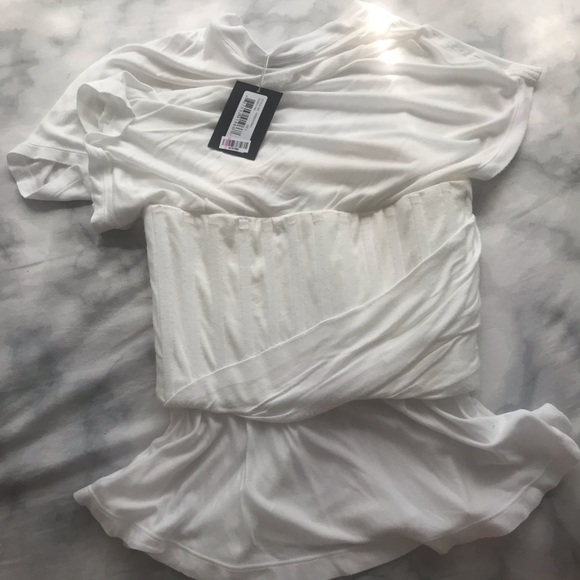 NWT Alexander Wang Bustier Draped White Top - Picture 7 of 9